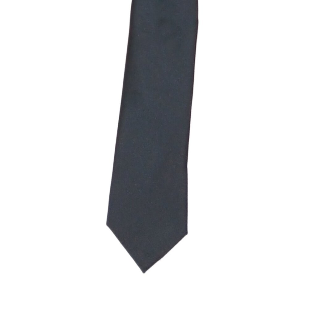 Zenio Men’s Tie Solid Black Polyester 60.5 inch Designer Skinny Tie New